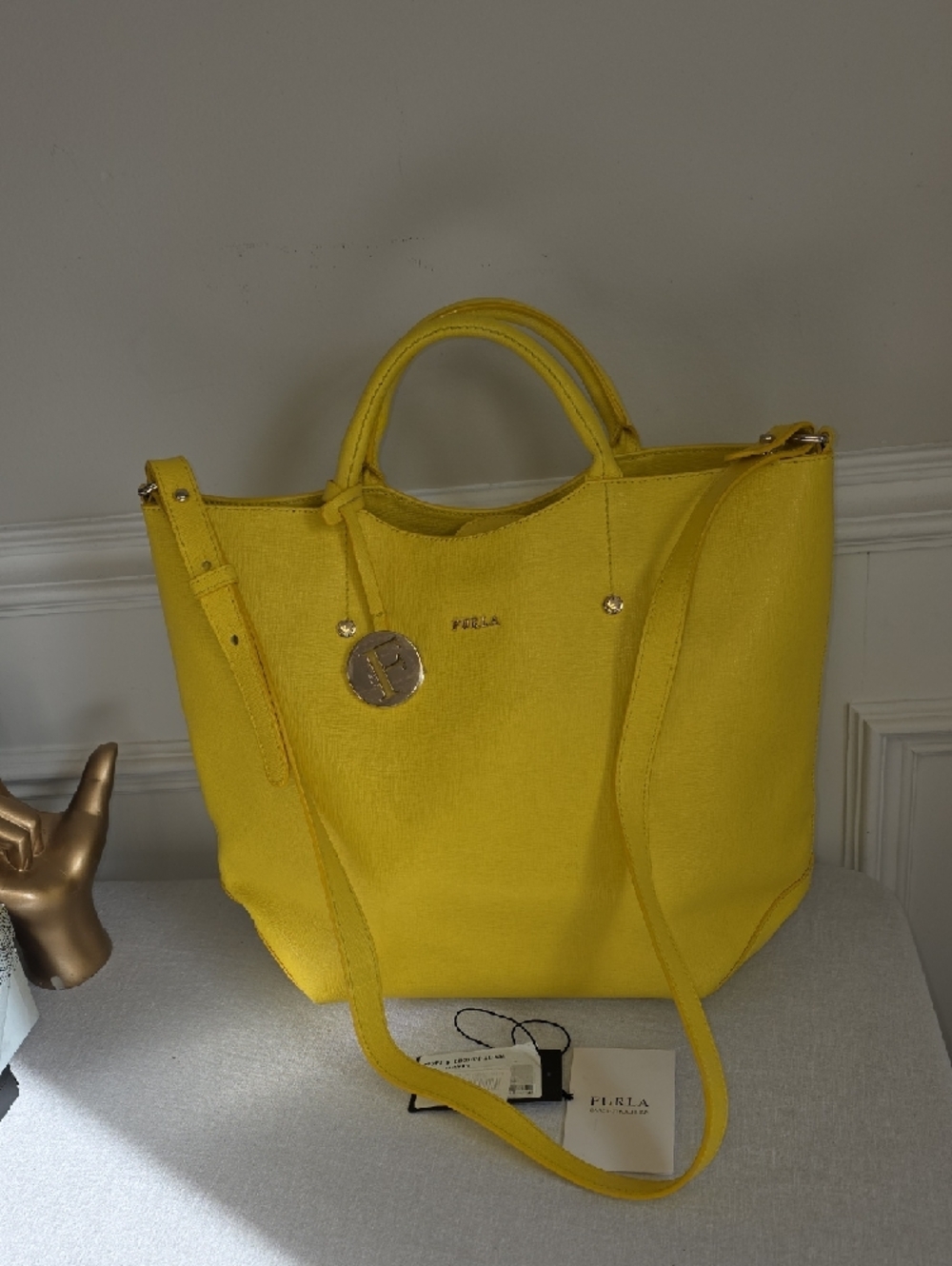 Furla Alissa Leather Tote in Sunny Yellow - Picture 3 of 11